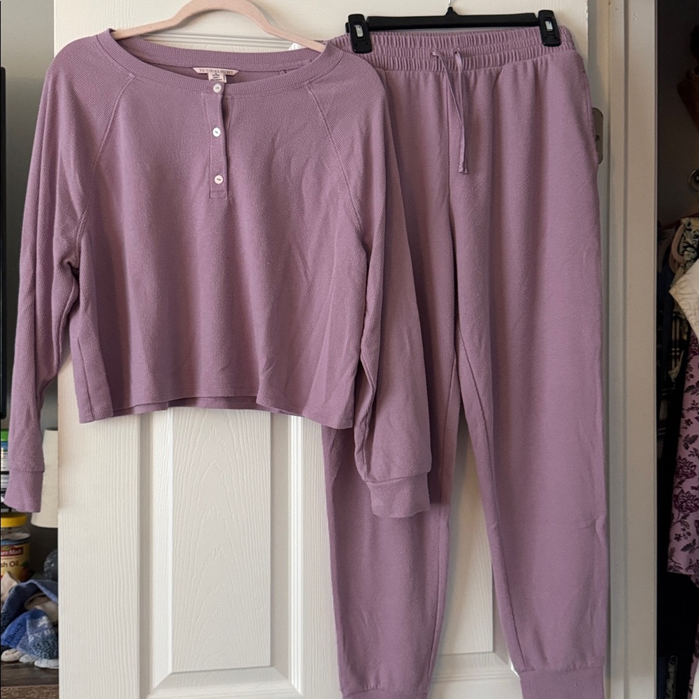 Victoria's Secret Purple Waffle Knit PJ Set